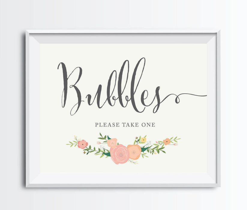 Andaz Press 8.5" x 11" Floral Roses Wedding Party Signs-Set of 1-Andaz Press-Bubbles - Please Take One-