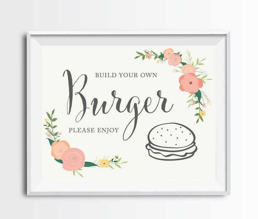 Andaz Press 8.5" x 11" Floral Roses Wedding Party Signs-Set of 1-Andaz Press-Build Your Own Burger-