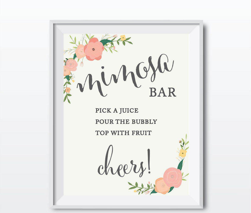Andaz Press 8.5" x 11" Floral Roses Wedding Party Signs-Set of 1-Andaz Press-Build Your Own Mimosa-