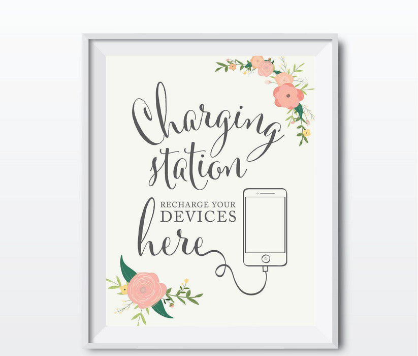 Andaz Press 8.5" x 11" Floral Roses Wedding Party Signs-Set of 1-Andaz Press-Charging Station-
