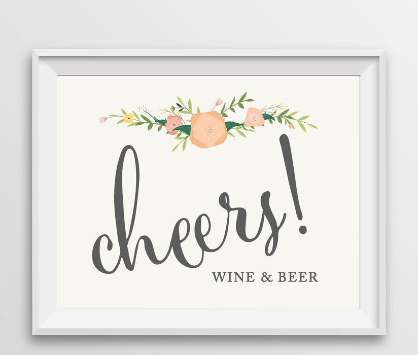Andaz Press 8.5" x 11" Floral Roses Wedding Party Signs-Set of 1-Andaz Press-Cheers Wine & Beer-