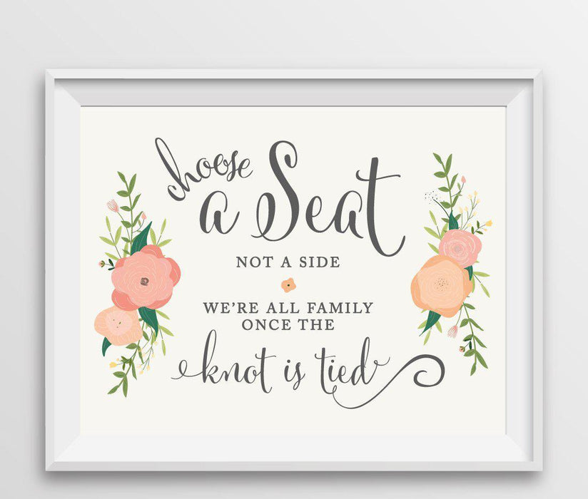 Andaz Press 8.5" x 11" Floral Roses Wedding Party Signs-Set of 1-Andaz Press-Choose A Seat, Not A Side-