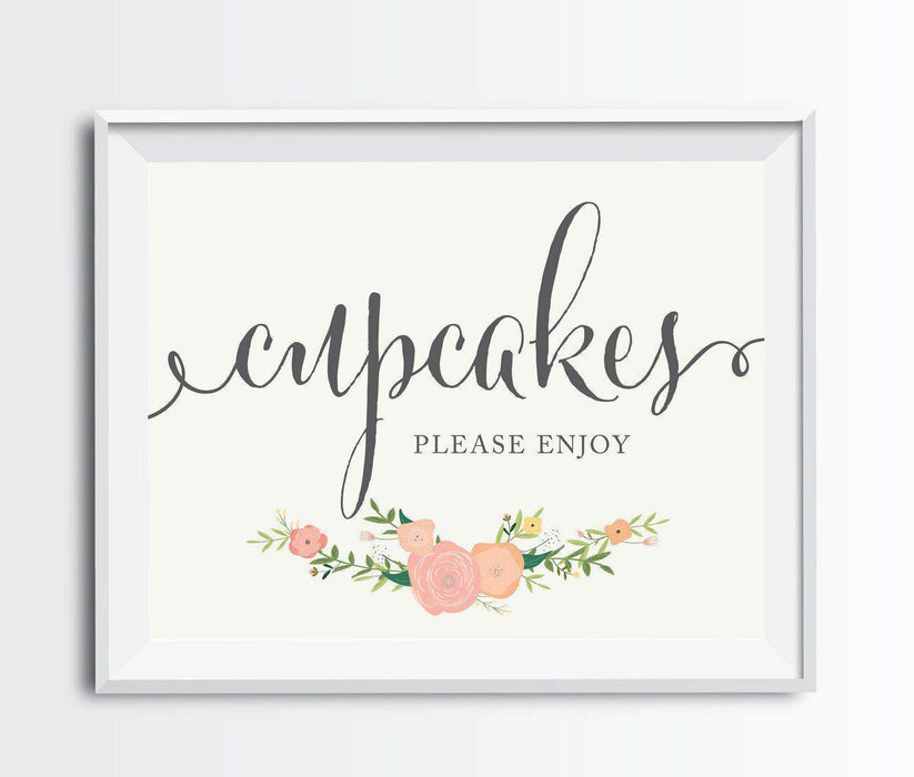 Andaz Press 8.5" x 11" Floral Roses Wedding Party Signs-Set of 1-Andaz Press-Cupcakes, Please Enjoy-