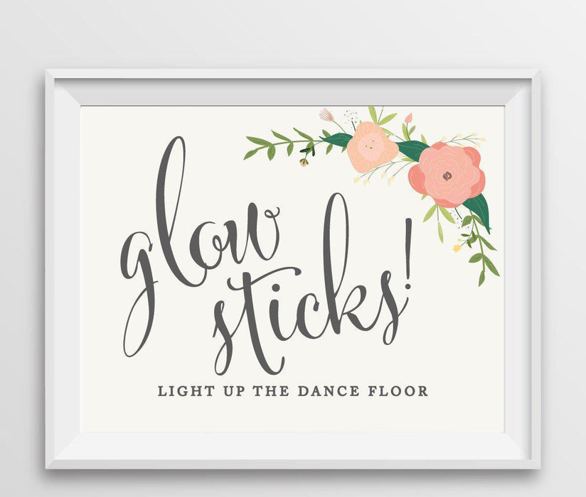 Andaz Press 8.5" x 11" Floral Roses Wedding Party Signs-Set of 1-Andaz Press-Glow Sticks, Light Up The Dance Floor-