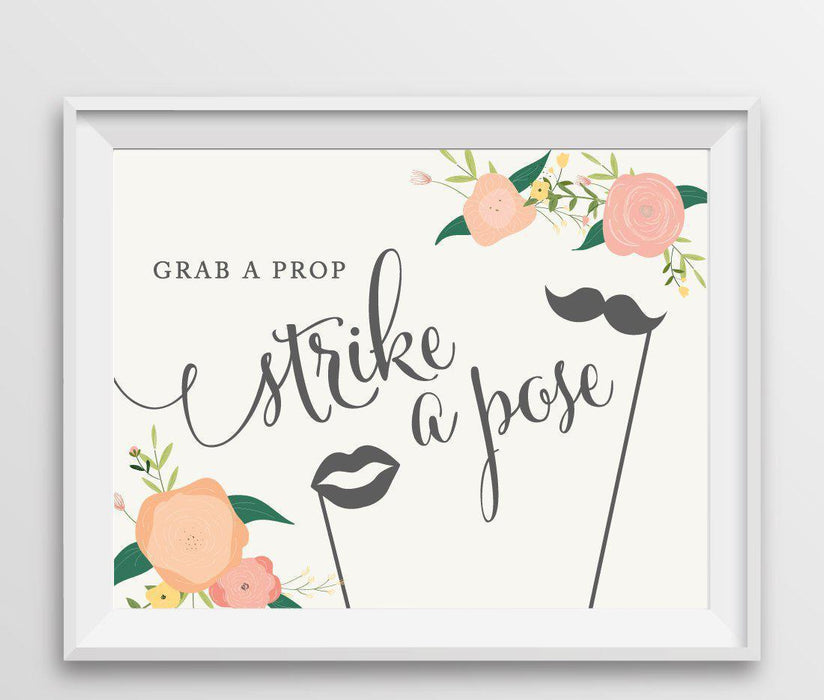 Andaz Press 8.5" x 11" Floral Roses Wedding Party Signs-Set of 1-Andaz Press-Grab A Prop & Strike A Pose-