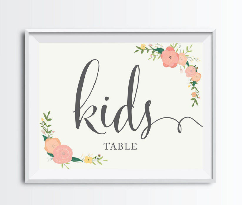 Andaz Press 8.5" x 11" Floral Roses Wedding Party Signs-Set of 1-Andaz Press-Kids Table-