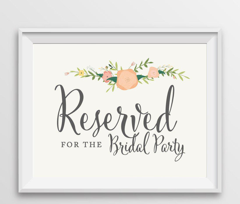 Andaz Press 8.5" x 11" Floral Roses Wedding Party Signs-Set of 1-Andaz Press-Reserved For The Bridal Party-