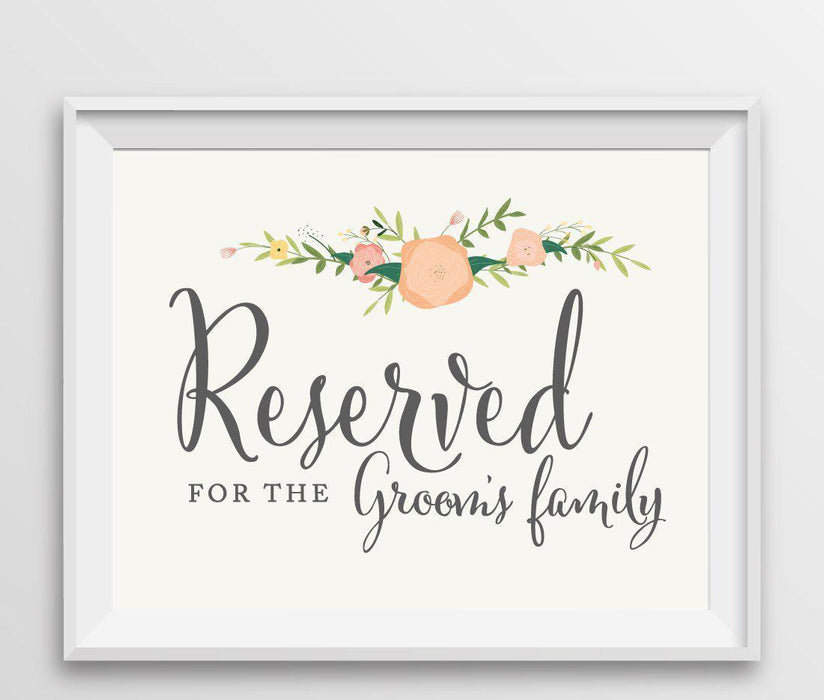 Andaz Press 8.5" x 11" Floral Roses Wedding Party Signs-Set of 1-Andaz Press-Reserved For The Groom's Family-
