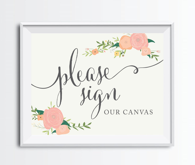Andaz Press 8.5" x 11" Floral Roses Wedding Party Signs-Set of 1-Andaz Press-Sign Our Canvas-