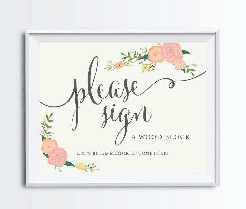 Andaz Press 8.5" x 11" Floral Roses Wedding Party Signs-Set of 1-Andaz Press-Sign Our Guest Bench-