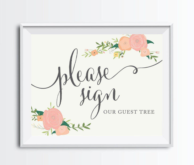 Andaz Press 8.5" x 11" Floral Roses Wedding Party Signs-Set of 1-Andaz Press-Sign Our Guest Tree-