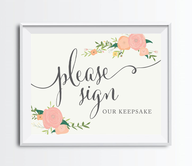 Andaz Press 8.5" x 11" Floral Roses Wedding Party Signs-Set of 1-Andaz Press-Sign Our Keepsake-