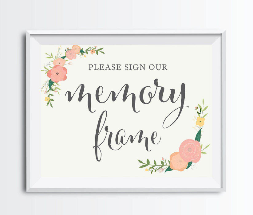 Andaz Press 8.5" x 11" Floral Roses Wedding Party Signs-Set of 1-Andaz Press-Sign Our Memory Photo Frame-