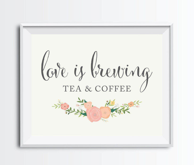 Andaz Press 8.5" x 11" Floral Roses Wedding Party Signs-Set of 1-Andaz Press-Tea & Coffee Love Is Brewing-