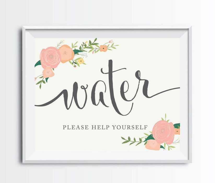 Andaz Press 8.5" x 11" Floral Roses Wedding Party Signs-Set of 1-Andaz Press-Water-