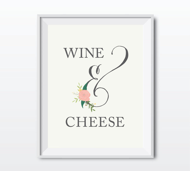 Andaz Press 8.5" x 11" Floral Roses Wedding Party Signs-Set of 1-Andaz Press-Wine & Cheese-