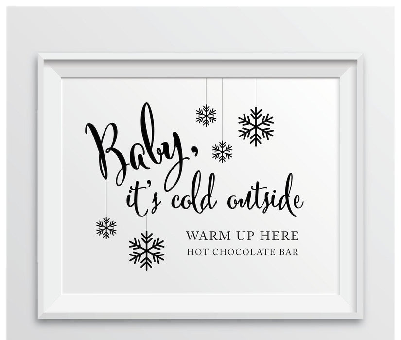 Andaz Press 8.5 x 11 Formal Black & White Wedding Favor Party Signs-Set of 1-Andaz Press-Baby It's Cold Outside - Hot Chocolate-