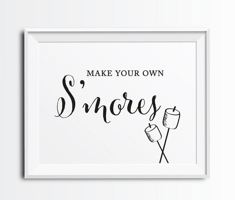 Andaz Press 8.5 x 11 Formal Black & White Wedding Favor Party Signs-Set of 1-Andaz Press-Build Your Own S'mores-