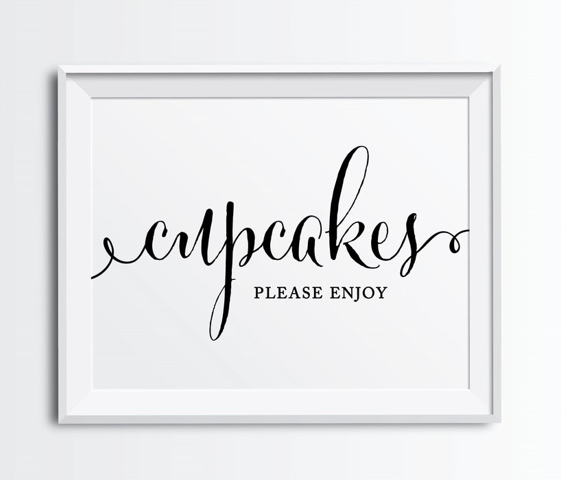 Andaz Press 8.5 x 11 Formal Black & White Wedding Favor Party Signs-Set of 1-Andaz Press-Cupcakes Please Enjoy-