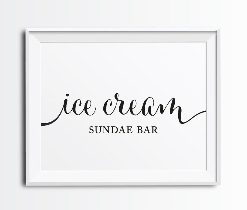 Andaz Press 8.5 x 11 Formal Black & White Wedding Favor Party Signs-Set of 1-Andaz Press-Ice Cream Sundae Bar-