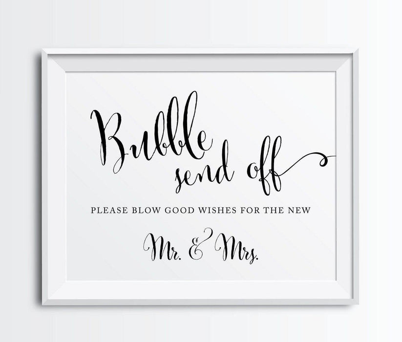 Andaz Press 8.5 x 11-Inch Formal Black & White Wedding Party Signs-Set of 1-Andaz Press-Bubbles Send Off - Blow Good Wishes-
