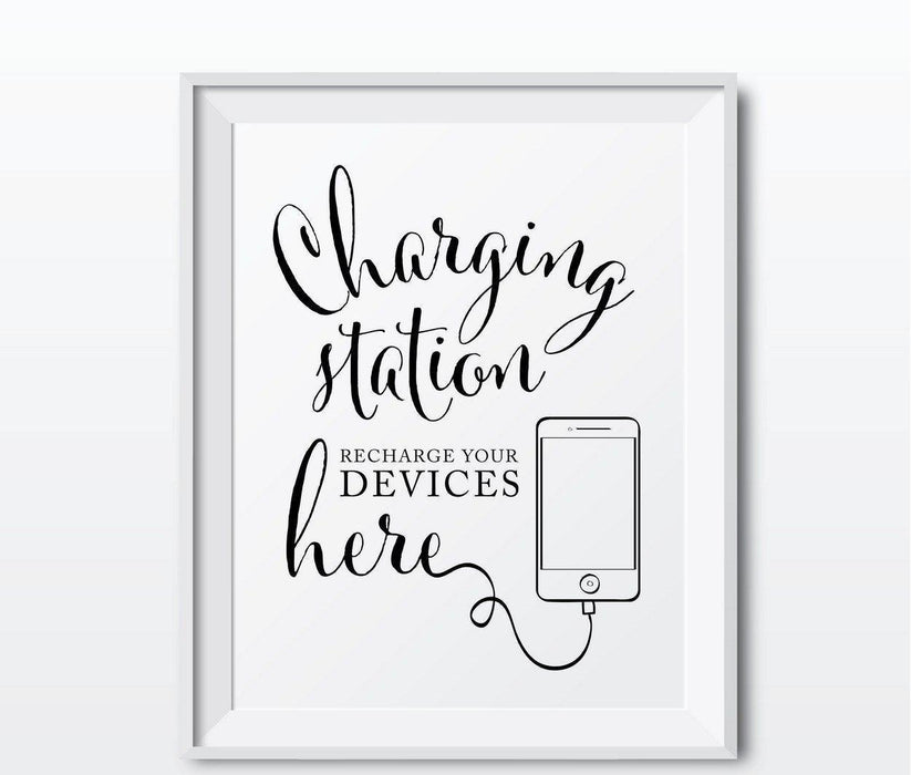 Andaz Press 8.5 x 11-Inch Formal Black & White Wedding Party Signs-Set of 1-Andaz Press-Charging Station-