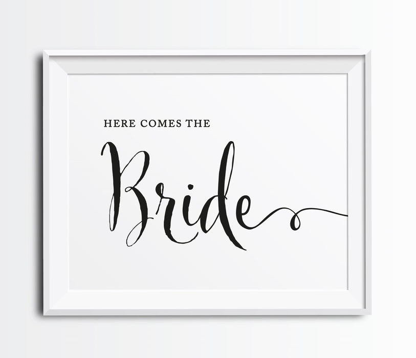 Andaz Press 8.5 x 11-Inch Formal Black & White Wedding Party Signs-Set of 1-Andaz Press-Here Comes The Bride-