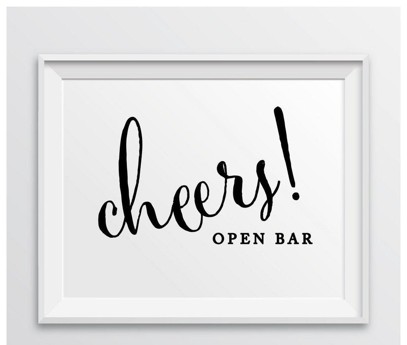 Andaz Press 8.5 x 11-Inch Formal Black & White Wedding Party Signs-Set of 1-Andaz Press-Open Bar Cheers!-
