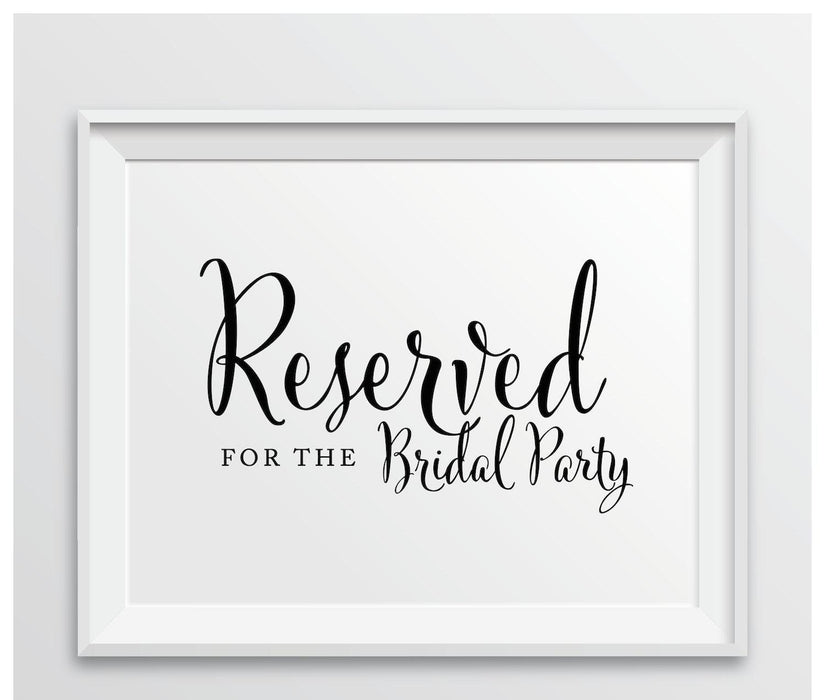Andaz Press 8.5 x 11-Inch Formal Black & White Wedding Party Signs-Set of 1-Andaz Press-Reserved For The Bridal Party-