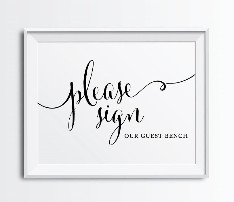 Andaz Press 8.5 x 11-Inch Formal Black & White Wedding Party Signs-Set of 1-Andaz Press-Sign Our Guest Bench-