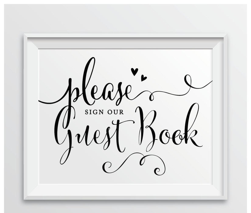 Andaz Press 8.5 x 11-Inch Formal Black & White Wedding Party Signs-Set of 1-Andaz Press-Sign Our Guestbook-