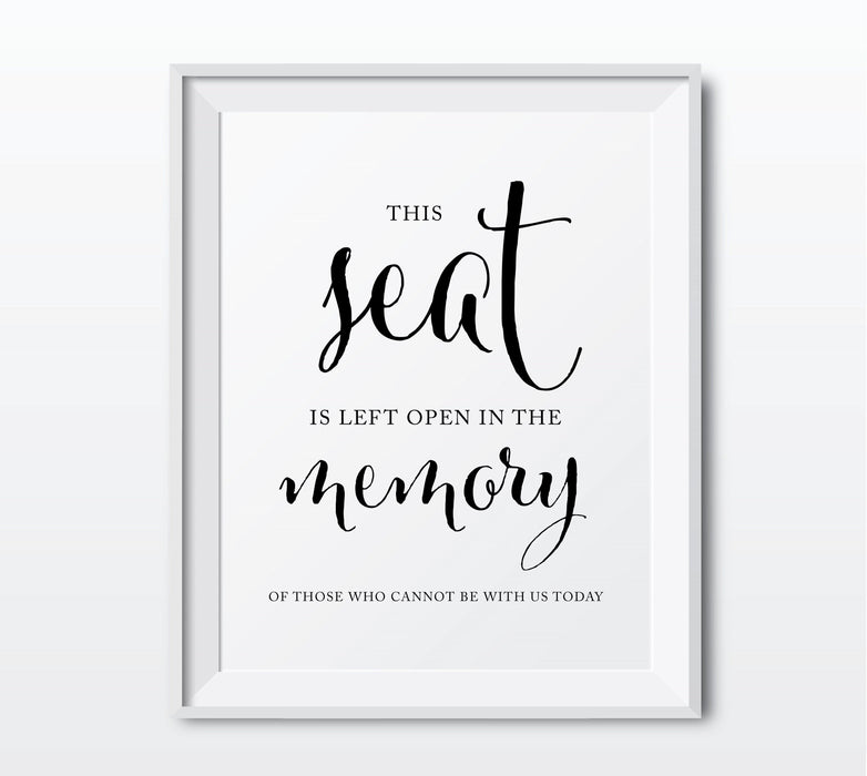 Andaz Press 8.5 x 11-Inch Formal Black & White Wedding Party Signs-Set of 1-Andaz Press-This Seat Is Left Open Memorial-