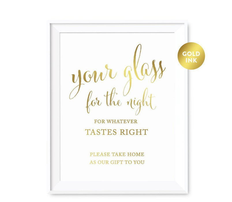 Andaz Press 8.5 x 11 Metallic Gold Wedding Party Favor Signs-Set of 1-Andaz Press-Your Glass For The Night-