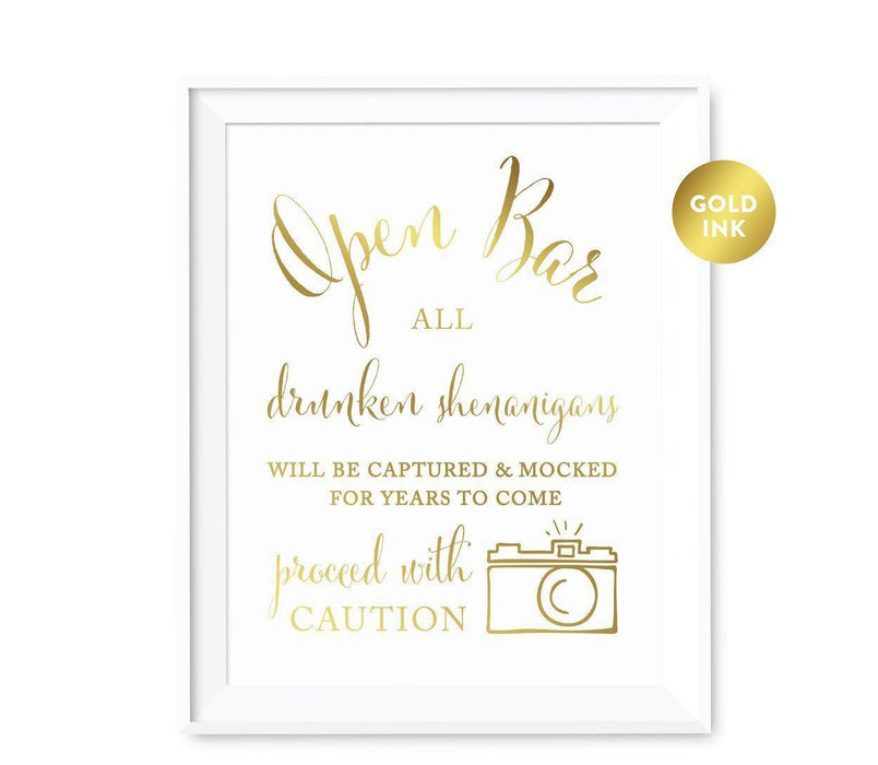 Andaz Press 8.5 x 11 Metallic Gold Wedding Party Signs-Set of 1-Andaz Press-Mr. & Mrs.-