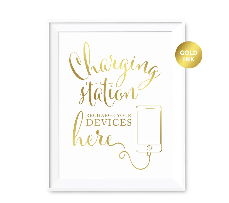 Andaz Press 8.5 x 11 Metallic Gold Wedding Party Signs-Set of 1-Andaz Press-Mr. & Mrs.-