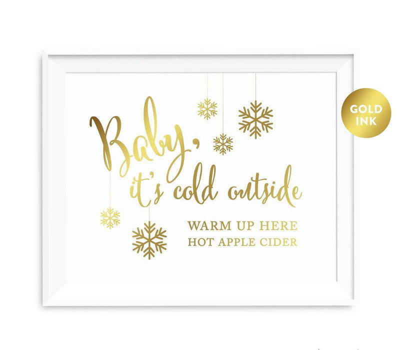 Andaz Press 8.5 x 11 Metallic Gold Wedding Party Signs-Set of 1-Andaz Press-Baby It's Cold Outside - Cider-