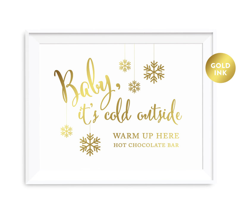 Andaz Press 8.5 x 11 Metallic Gold Wedding Party Signs-Set of 1-Andaz Press-Baby It's Cold Outside - Hot Chocolate-