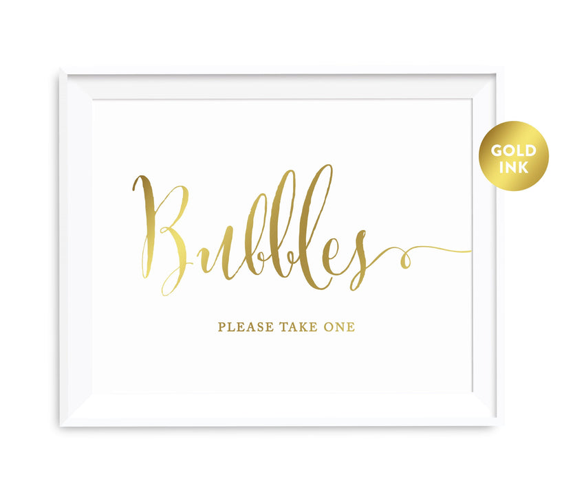 Andaz Press 8.5 x 11 Metallic Gold Wedding Party Signs-Set of 1-Andaz Press-Bubbles - Please Take One-