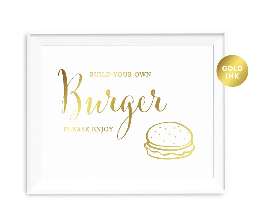 Andaz Press 8.5 x 11 Metallic Gold Wedding Party Signs-Set of 1-Andaz Press-Build Your Own Burger-