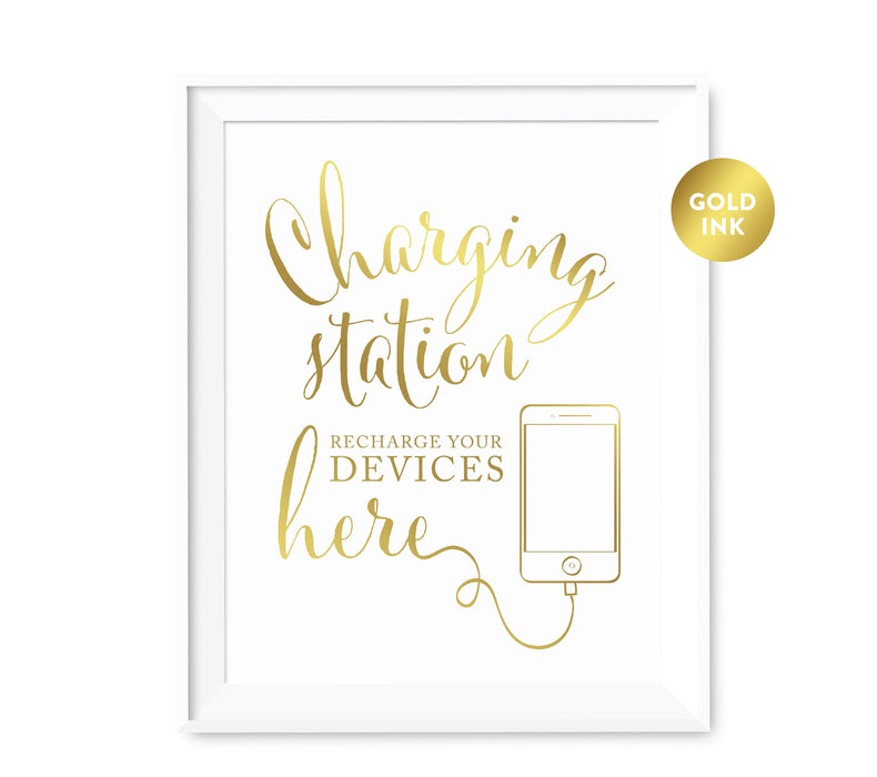 Andaz Press 8.5 x 11 Metallic Gold Wedding Party Signs-Set of 1-Andaz Press-Charging Station-