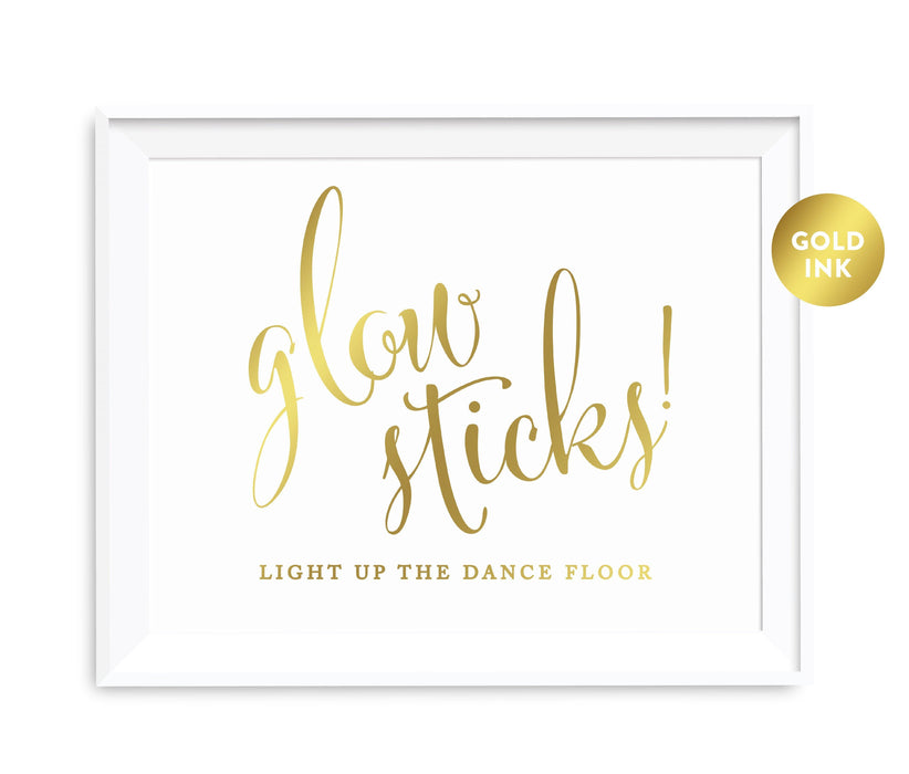 Andaz Press 8.5 x 11 Metallic Gold Wedding Party Signs-Set of 1-Andaz Press-Glow Sticks, Light Up The Dance Floor-