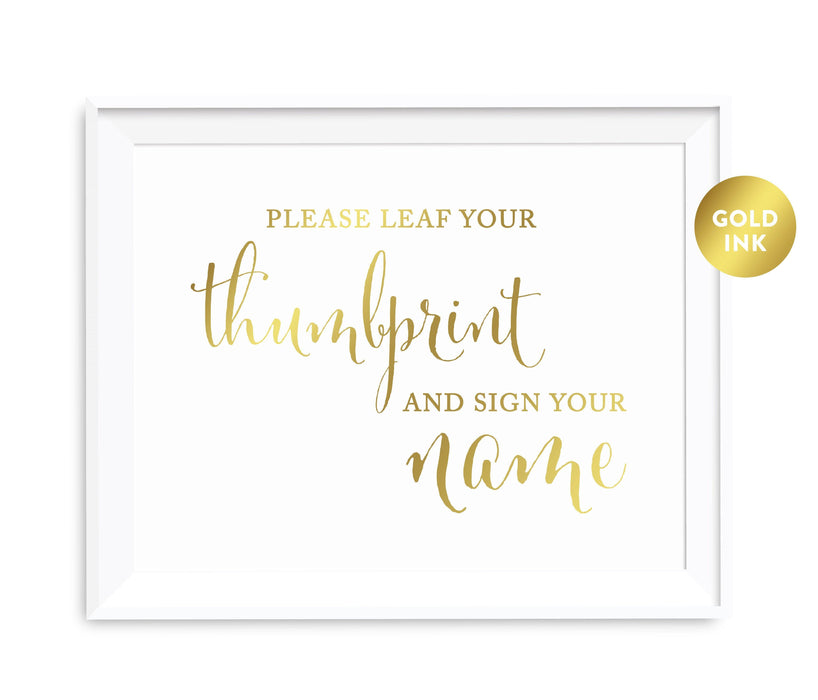 Andaz Press 8.5 x 11 Metallic Gold Wedding Party Signs-Set of 1-Andaz Press-Leaf Your Thumbprint-
