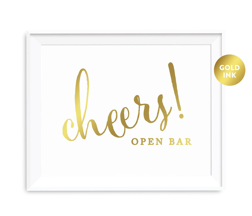 Andaz Press 8.5 x 11 Metallic Gold Wedding Party Signs-Set of 1-Andaz Press-Open Bar Cheers!-