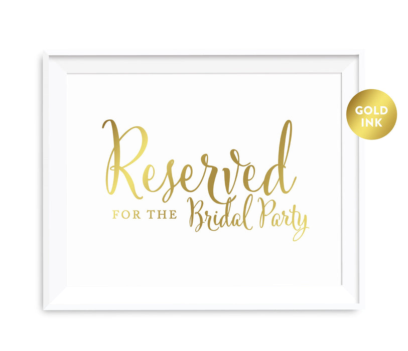 Andaz Press 8.5 x 11 Metallic Gold Wedding Party Signs-Set of 1-Andaz Press-Reserved For The Bridal Party-