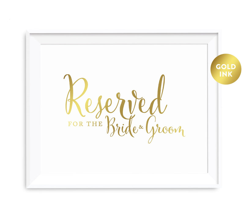 Andaz Press 8.5 x 11 Metallic Gold Wedding Party Signs-Set of 1-Andaz Press-Reserved For The Bride & Groom-