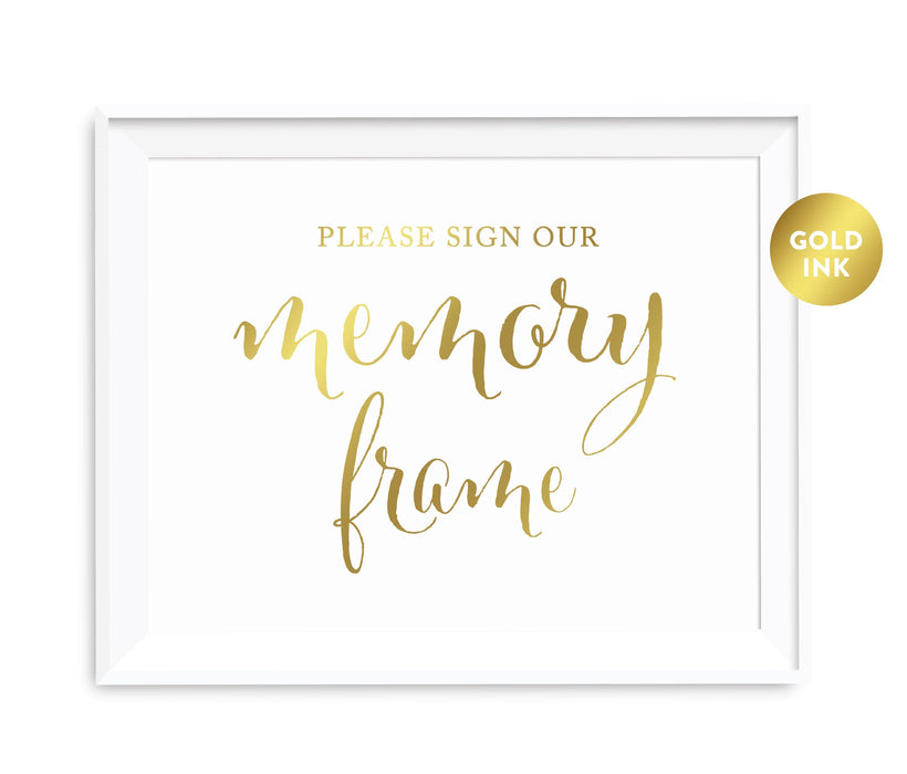 Andaz Press 8.5 x 11 Metallic Gold Wedding Party Signs-Set of 1-Andaz Press-Sign Our Memory Photo Frame-