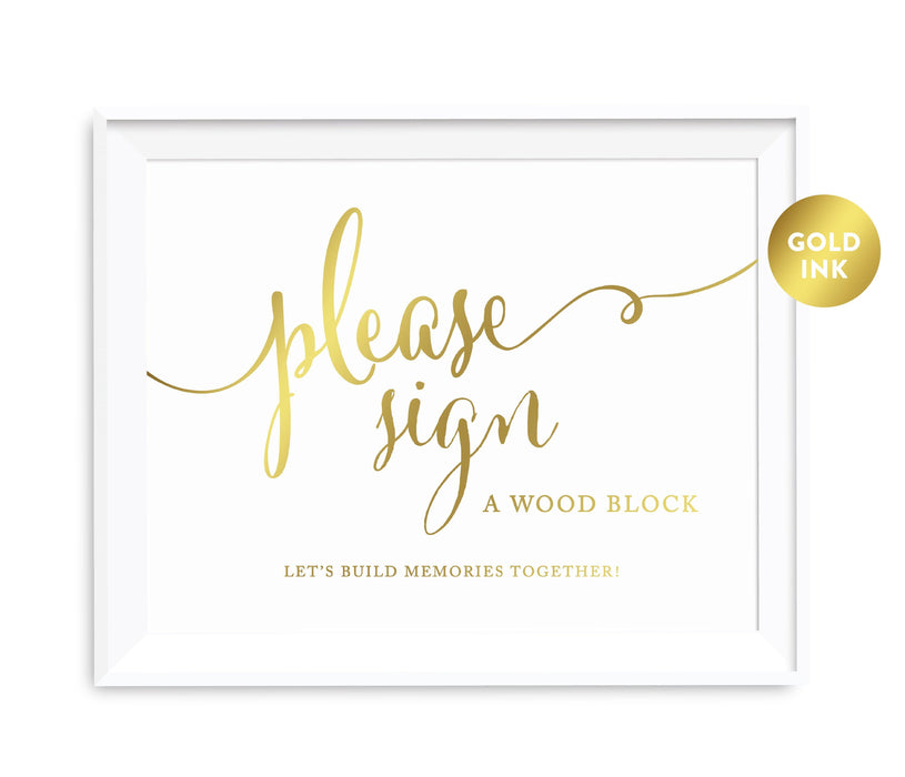 Andaz Press 8.5 x 11 Metallic Gold Wedding Party Signs-Set of 1-Andaz Press-Sign Wood Block-