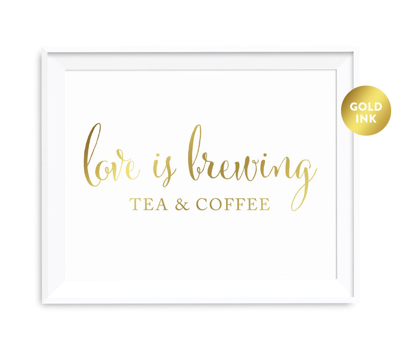 Andaz Press 8.5 x 11 Metallic Gold Wedding Party Signs-Set of 1-Andaz Press-Tea & Coffee Love Is Brewing-