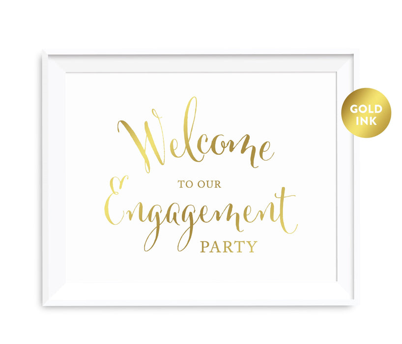Andaz Press 8.5 x 11 Metallic Gold Wedding Party Signs-Set of 1-Andaz Press-Welcome To Our Engagement Party-