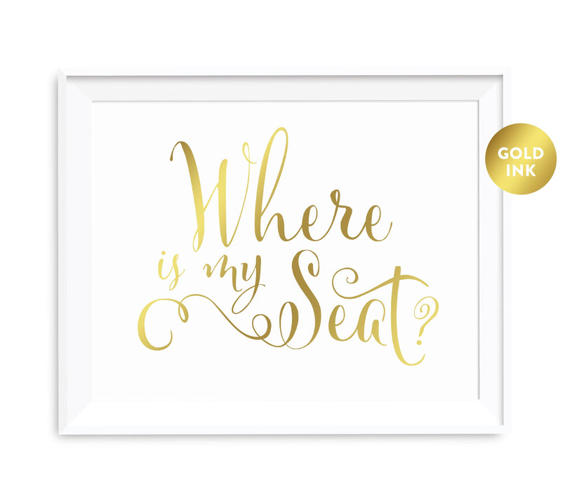 Andaz Press 8.5 x 11 Metallic Gold Wedding Party Signs-Set of 1-Andaz Press-Where Is My Seat?-